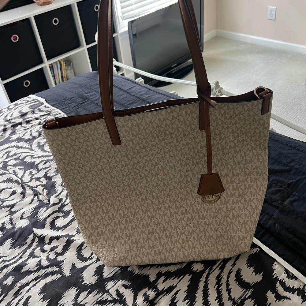 Michael Kors Tan and Brown Tote Bag